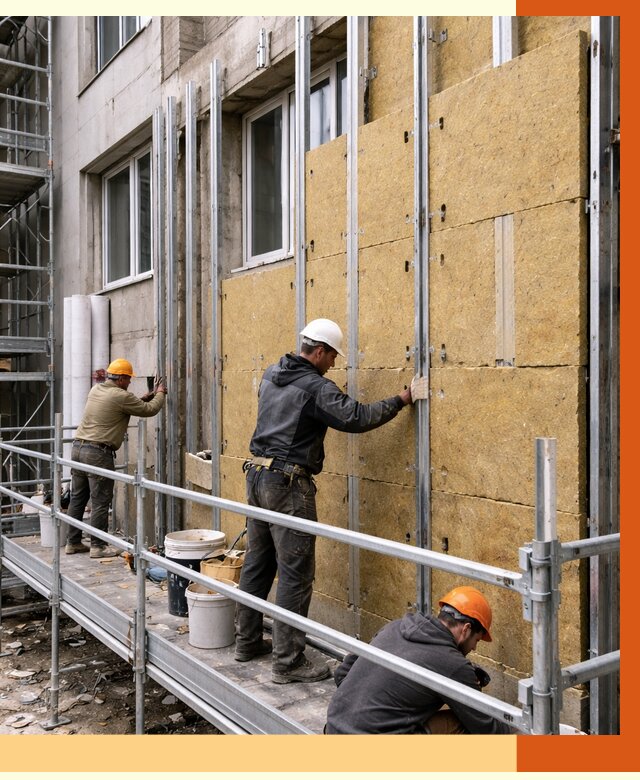Утепление вентилируемого фасада в Похвистневе от 5741 руб/м2 — монтаж и утепление вентфасад | ТепломастерПхв